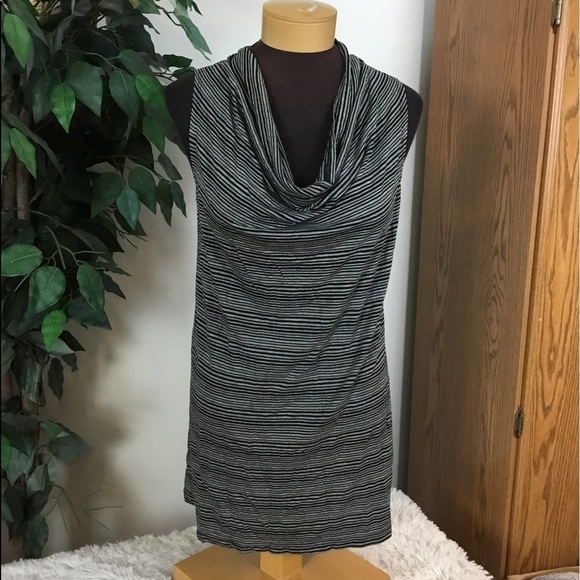 Mossimo XXL sleeveless cowel neck black gray stripe - Picture 1 of 9